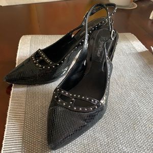 White House Black Market Black Strappy Heels 8.5